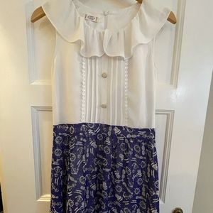 Taiwan Mini Dress, White Top and Purple Print